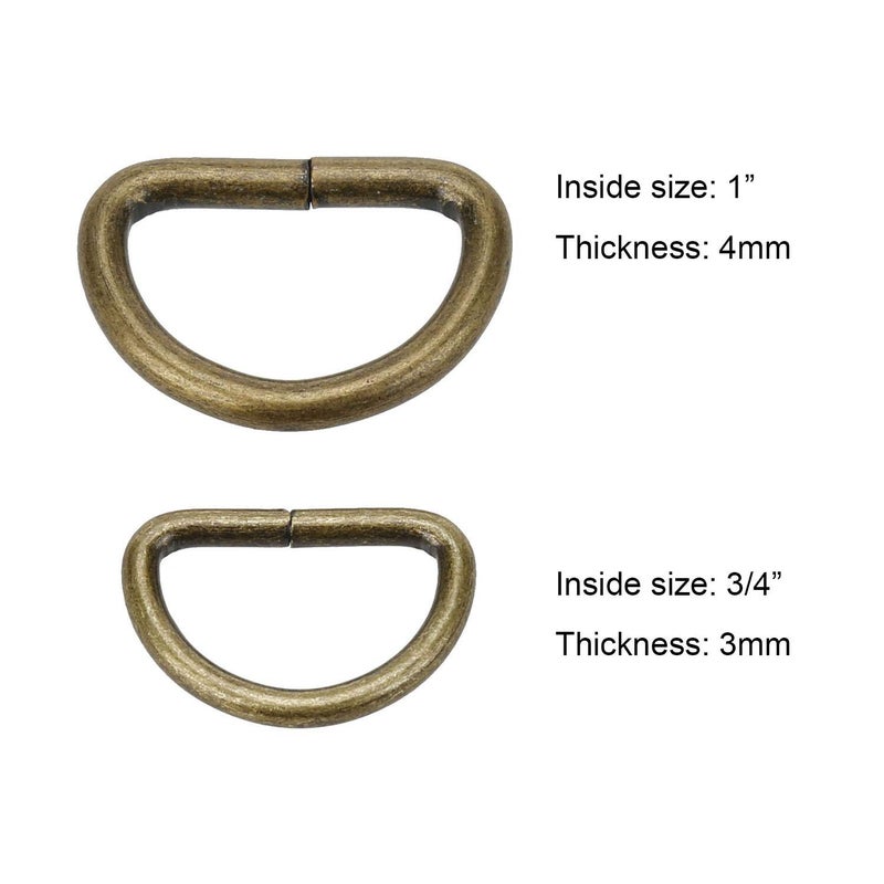 COTOWIN Non Welded Metal D Rings,Pack of 20 (Antique Brass, 3/4") - Image 3